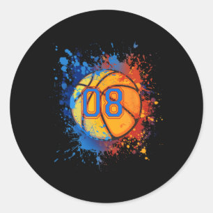 8 Jahre alt 8. Geburtstag Basketball Geschenk für Runder Aufkleber