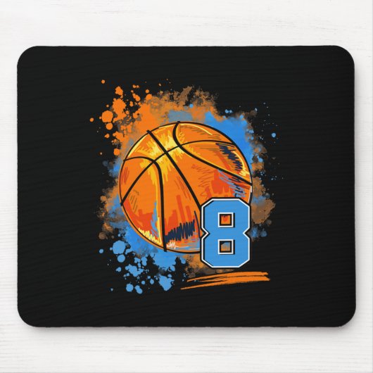8 Jahre alt 8. Geburtstag Basketball Mousepad (Vorne)