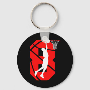 8 Jahre alt 8. Geburtstag Boy Basketball Liebhaber Schlüsselanhänger