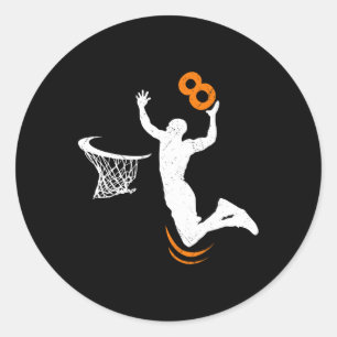8 Jahre alt Basketball Dunk 8. Geburtstagsparty Bo Runder Aufkleber