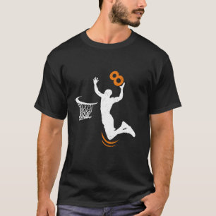 8 Jahre alt Basketball Dunk 8. Geburtstagsparty Bo T-Shirt