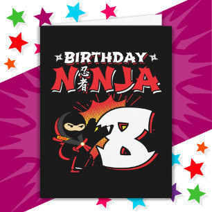 8 Jahre alt Comic Book Style Ninja 8. Geburtstag Karte