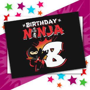 8 Jahre alt Comic Book Style Ninja 8. Geburtstag Postkarte