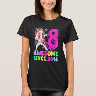 8 Jahre alt Einhorn Dabbing 8. Geburtstag Girl Uni T-Shirt