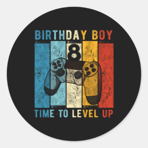 8 Jahre alt Geburtstag Junge 8 Mal auf Stufe 8th B Runder Aufkleber
