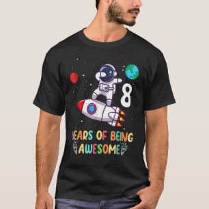 8 Jahre alt Geburtstag Junge Astronauten Weltraum  T-Shirt