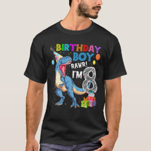 8 Jahre alt Geburtstag Junge Rawr Ich bin 8. Dinos T-Shirt
