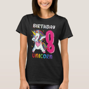 8 Jahre alt Mädchen Dabbing Einhorn 8. Geburtstag  T-Shirt