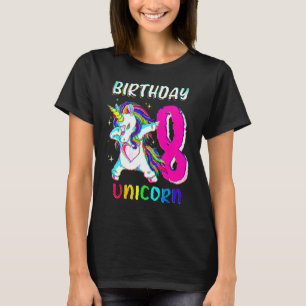 8 Jahre alt Mädchen Dabbing Einhorn 8. Geburtstag  T-Shirt