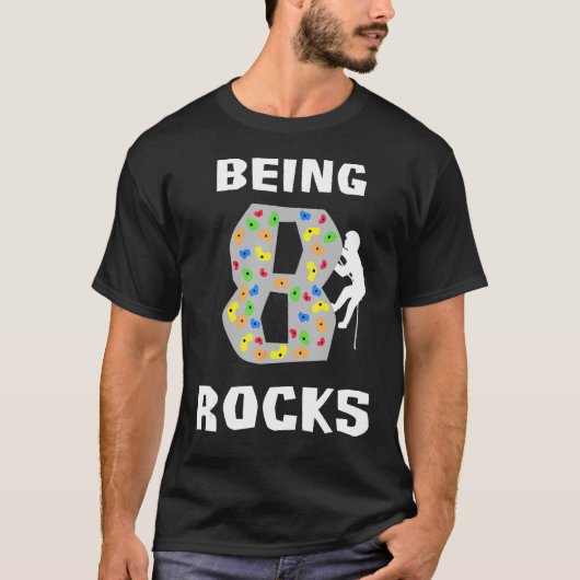 8 Jahre alt Rocks Funny Rock Climber Birthda T-Shirt (Vorderseite)