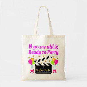 8 JAHRE ALT UND BEREIT ZUM PARTY MOVIE STAR DESIGN TRAGETASCHE