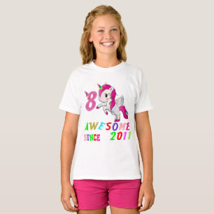 8 Jahre alte 8. Geburtstagunicorn-Shirt-Mädchen- T-Shirt
