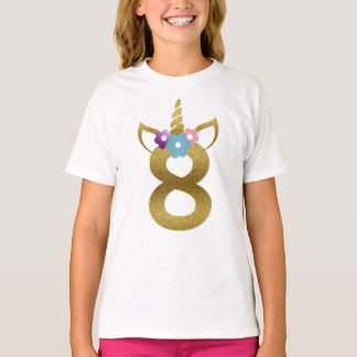 8 Jahre alte Einhorn-Geburtstags-Mädchen für T-Shirt