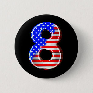 8 Jahre alte Kinder Amerika USA-Flagge 8. Geburtst Button