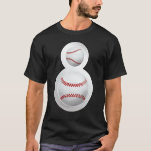 8 Jahre alte Kinder Jubiläum Cooles Baseball-Party T-Shirt