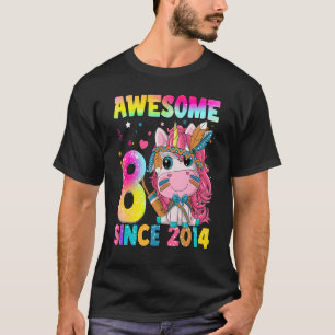 8 Jahre alte Mädchen Teens Niedlich Einhorn Boho 8 T-Shirt