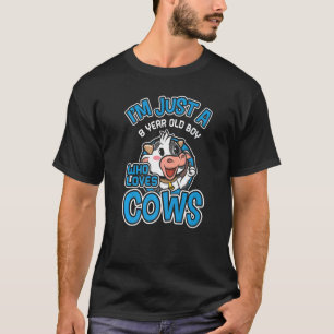 8 Jahre alter Junge, der Kühe Liebe Kids 8. Bir T-Shirt