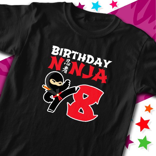 8 Jahre alter Karate Ninja Party Kinder 8. Geburts T-Shirt