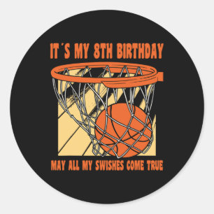8 Jahre Altes Glück 8. Geburtstag Basketball 8. Ge Runder Aufkleber