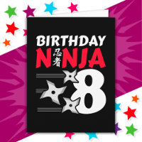 8 Jahre altes Ninja Party Sterne Kinder 8. Geburts