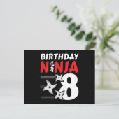 8 Jahre altes Ninja Party Sterne Kinder 8. Geburts Postkarte (Stehend Vorderseite)