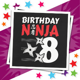 8 Jahre altes Ninja Party Sterne Kinder 8. Geburts Serviette