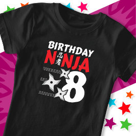 8 Jahre altes Ninja Party Sterne Kinder 8. Geburts T-Shirt