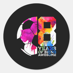 8 Jahre Awesome Fußball 8. Geburtstag _1  Runder Aufkleber