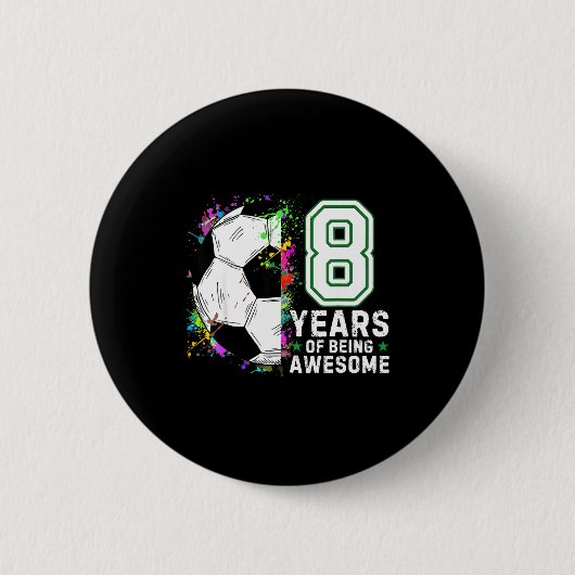 8 Jahre Awesome Fußball Geburtstag 8. Button (Vorderseite)