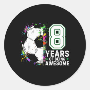 8 Jahre Awesome Fußball Geburtstag 8. Runder Aufkleber