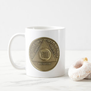 8 Jahre nüchterne Medallion Coin Happy Jubiläum Kaffeetasse