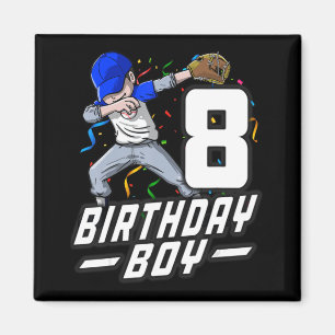 8-jährige Kinder Jungen 8. Geburtstag Baseball Dab Magnet
