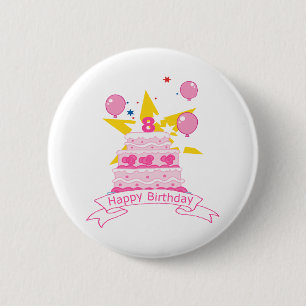 8-jähriger Geburtstagskuchen Button