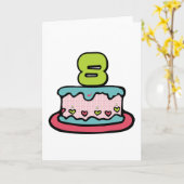 8-jähriger Geburtstagskuchen Karte (Gelbe Blume)