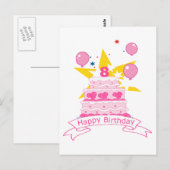 8-jähriger Geburtstagskuchen Postkarte (Vorne/Hinten)