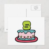 8-jähriger Geburtstagskuchen Postkarte (Vorne/Hinten)