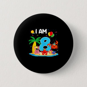 8-jähriger Krabbenliebhaber 8. Krabben-Thema Stran Button