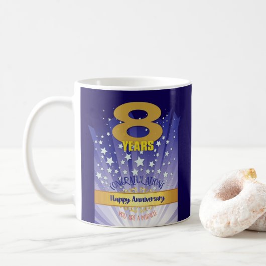 8-jähriges CUSTOM Erholung Jubiläum Fett Zahlen Kaffeetasse (Mit Donut)