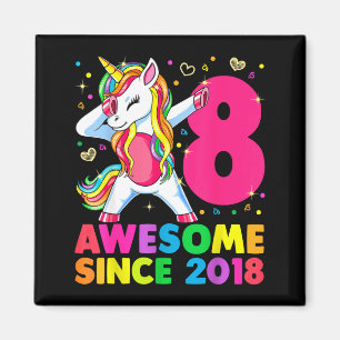 8-jähriges Einhorn dabbing 8. Geburtstag Mädchen Magnet