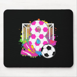 8-jähriges Geburtstagsmädchen 8. Geburtstag Fußbal Mousepad