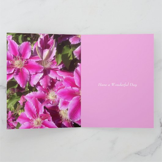 8. Jubiläum, rosa Clematis Karte (Innenseite)