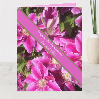 8. Jubiläum, rosa Clematis Karte