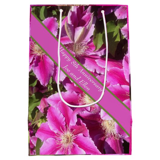 8. Jubiläum, rosa Clematis Mittlere Geschenktüte (Rückseite)