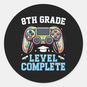 8. Klasse Abschluss Letzter Schultag Gamer Runder Aufkleber