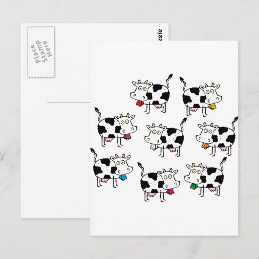 8 Kuh Frau Postkarte (Vorne/Hinten)