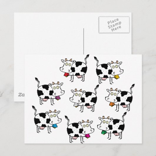 8 Kuh Frau Postkarte (Vorne/Hinten)