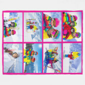 8 Landscape Foto Grid Collage Hot Pink Fleecedecke (Vorderseite (Horizontal))