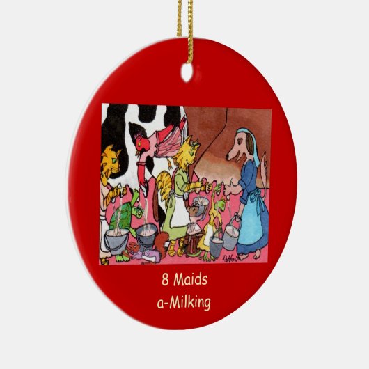 8 Mädchen ein-Melken Keramikornament (Rechts)