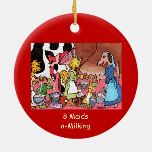 8 Mädchen ein-Melken Keramikornament (Hinten)