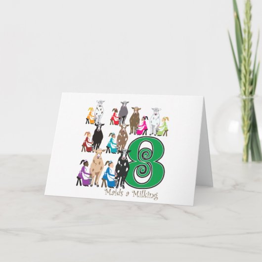 8 Mädchen-Melken Feiertagskarte (Vorderseite)